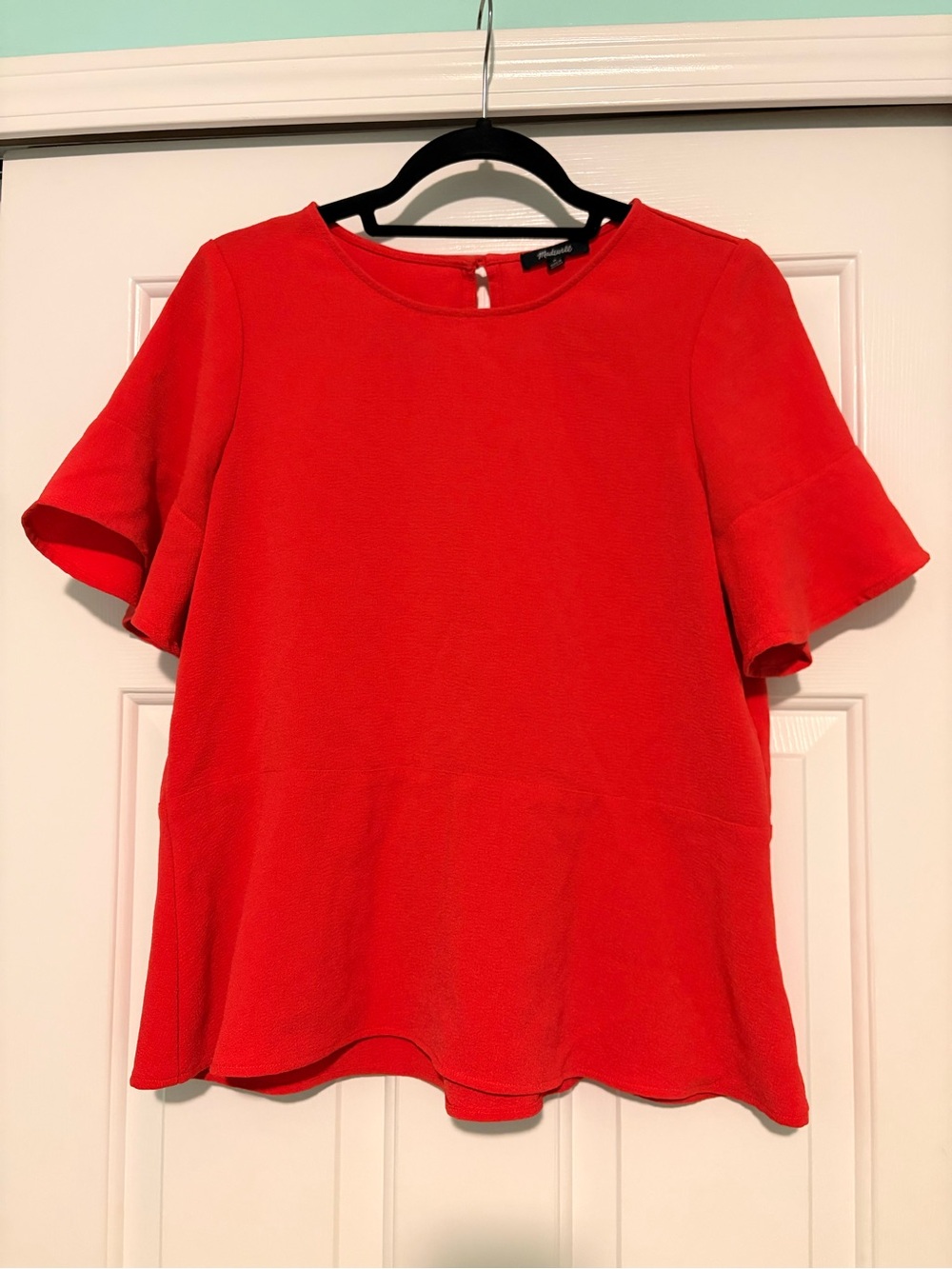 Madewell Red Ruffle Sleeve Women's Blouse Size M